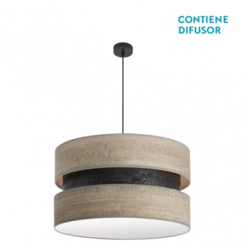 Distribuidor - Lâmpadas Diversas | Colgantes Moderno | COLGANTE COLET 3XE27 NEGRO/MADERA GRIS REGX60X60 CM Ref: 175696083